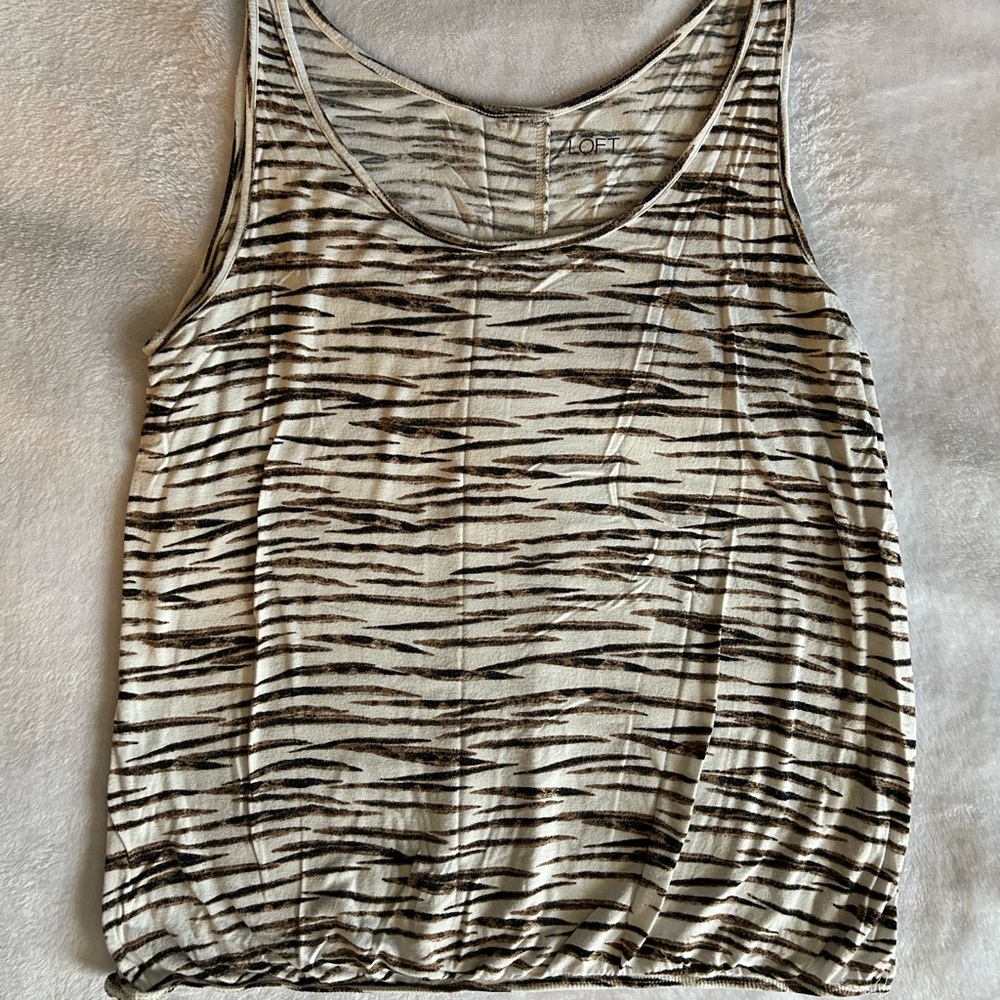 LOFT Zebra Print Tank Top - Black, Brown, and White